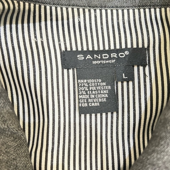 Sandro Gray Double-Breasted lightweight denim jean Jacket front pockets large - Picture 9 of 9